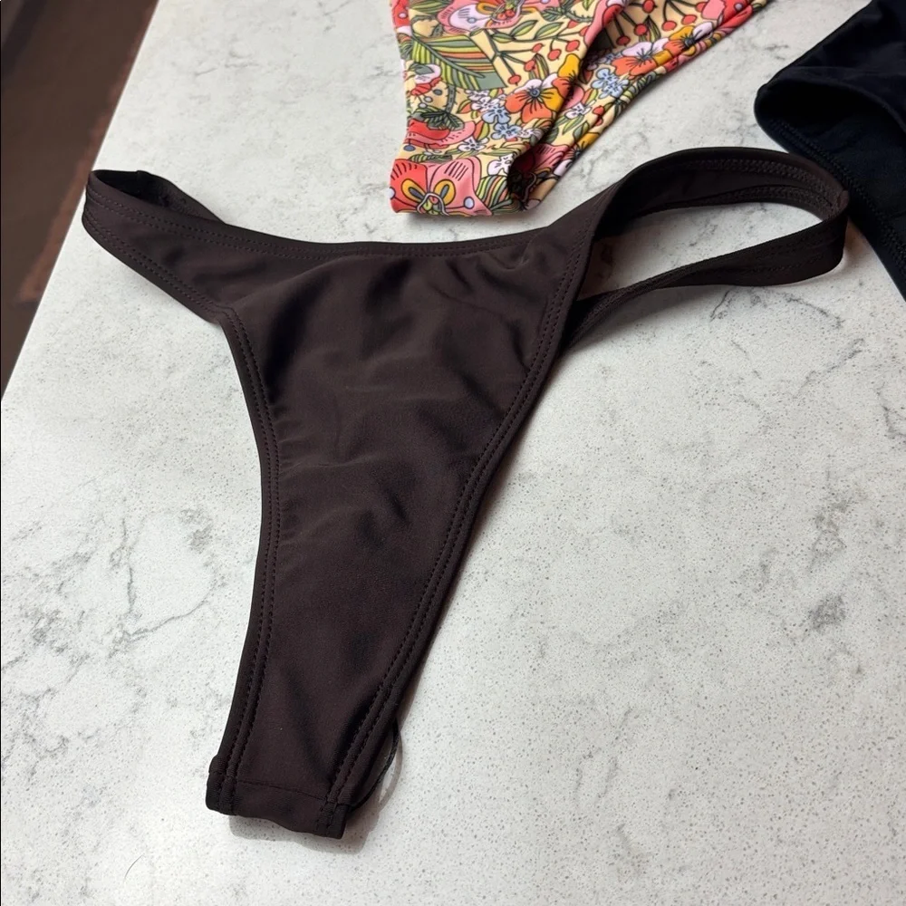 Bikini bundle Shein Amazon, floral, brown, black mix & match EUC